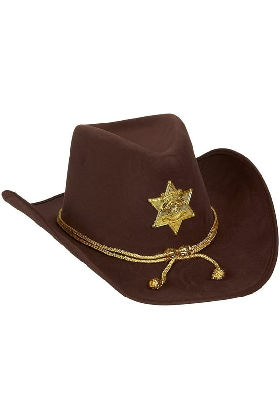 Novelty Felt Cowboy Sheriff's Hat - Fun Party Outfit Costume with Gold Braid for Halloween, Office Parties