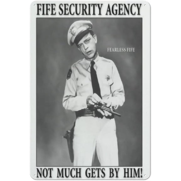 Novelty Fife Security Agency Metal Tin Sign Andy Griffith Show Barney Tv Wall Decor Embossed Metal Metal Poster Vintage Signs Retro Aluminum Gift Vintage Hanging Wall Plaque Door 8x12inch