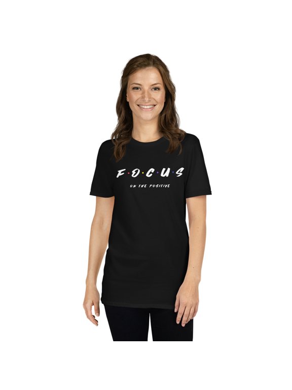 Novelty Focus Tee Men Women Teens Positive Thoughts T-Shirt (Black, M)