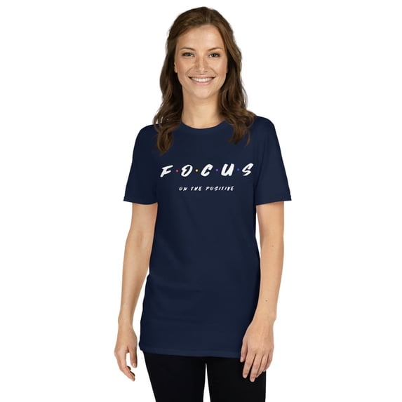 Novelty Focus Tee Men Women Teens Positive Thoughts T-Shirt (Navy, L)