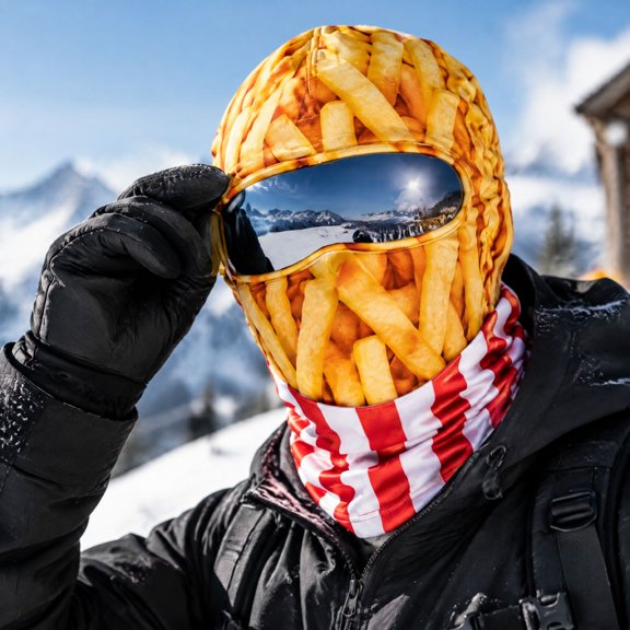 Novelty Food Print Ski Mask Balaclava Face Cover Winter Warm Windproof Outdoor Sports Gear Fun Design for Men Women