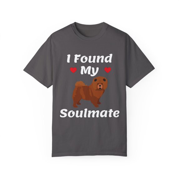 Novelty Found My Soulmate Chow Chow Parents Cute Doggo Enthusiast Graphic Men Women Unisex Garment-Dyed T-shirt