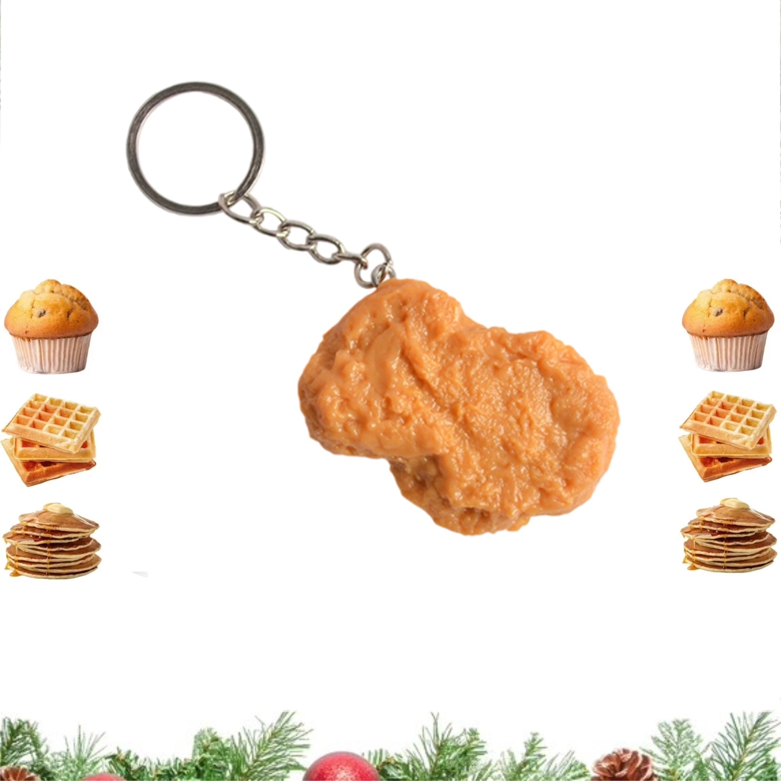 Novelty Fried Chicken Keychain, Realistic Food Keyring Accessory, Cute ...
