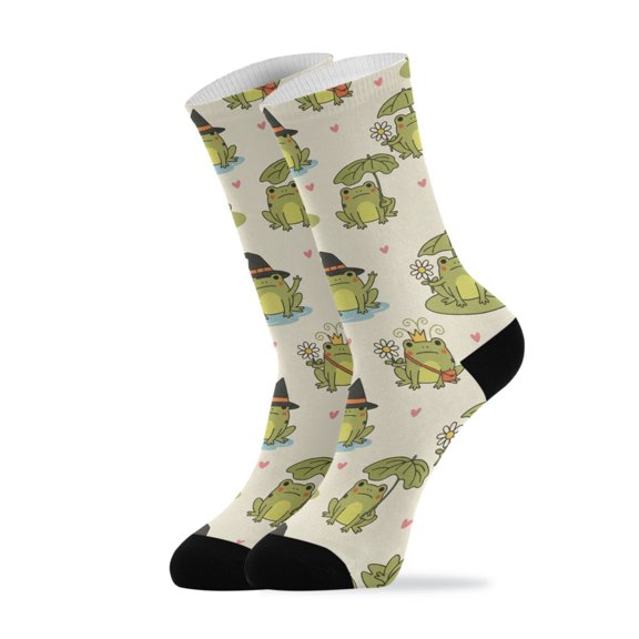 Novelty Frogs Holiday Crew Socks for Women Men Soft Stretchy Breathable Unisex Casual Socks One Size Funny Crazy Gift Socks