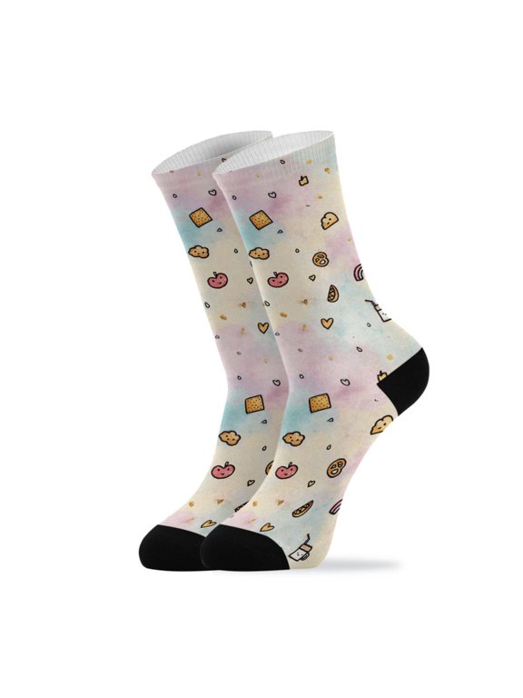 Novelty Fruit Cookies Crew Socks for Women Men Soft Stretchy Breathable Unisex Casual Socks One Size Funny Crazy Gift Socks