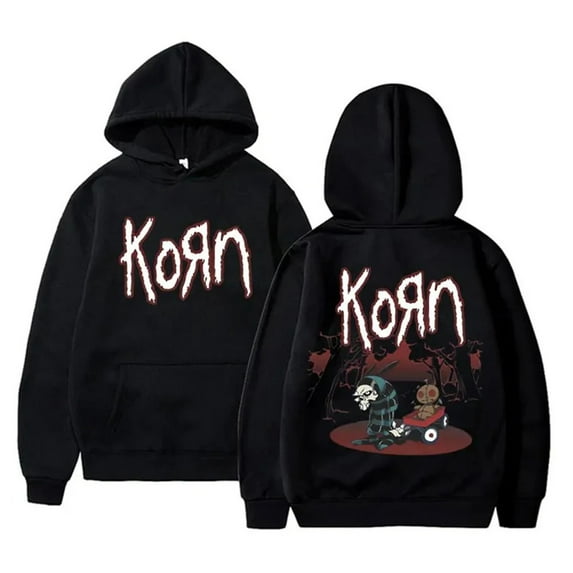 Novelty Fun Personalized Print Rock Band Korn Graphic Hoodie Men Women Fleece Cotton Sweatshirt Tops Male Vintage Gothic Clothes Cotton Clothing