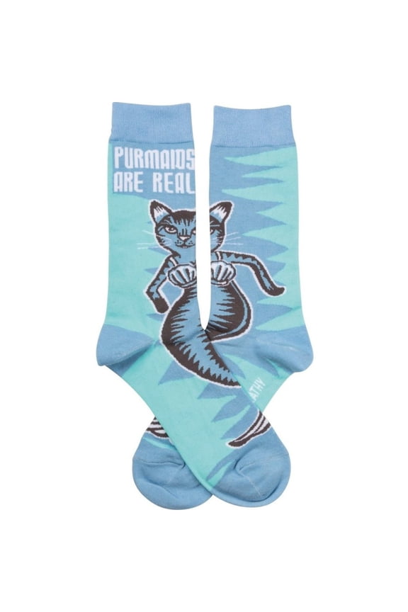 Novelty Funky Womens Crew Socks Primitives by Kathy - Cat Purmaids Are Real