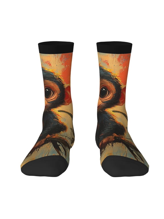 Novelty Funny Crew Socks Casual Crazy Socks for Men Women , Cute Monkey Retro