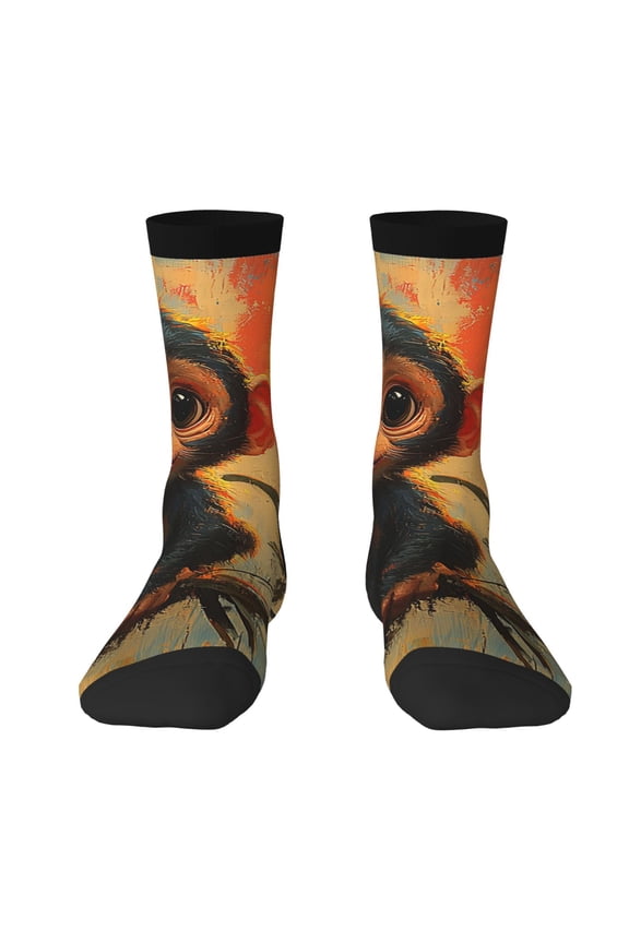 Novelty Funny Crew Socks Casual Crazy Socks for Men Women , Cute Monkey Retro