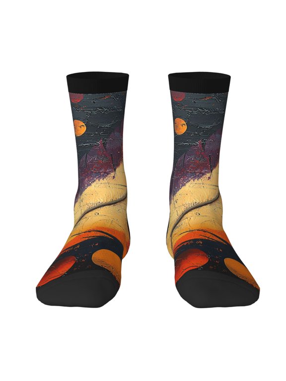 Novelty Funny Crew Socks Casual Crazy Socks for Men Women , Feather Retro Tribal Ethnic