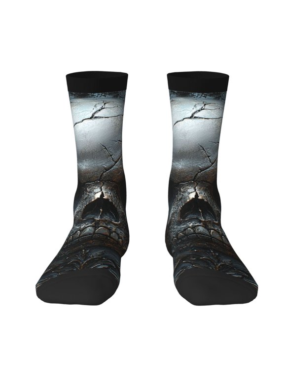 Novelty Funny Crew Socks Casual Crazy Socks for Men Women , Gothic Satanic Skull Rose