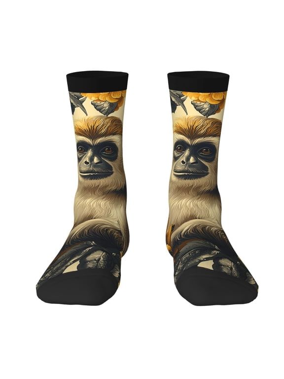 Novelty Funny Crew Socks Casual Crazy Socks for Men Women , Monkey Banana Patterns Vintage