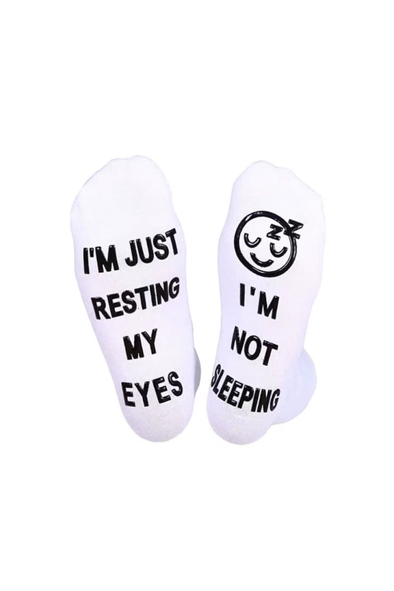 Novelty Funny Not Sleep Just Resint Eyes Crew Socks for Men Women with Glowing