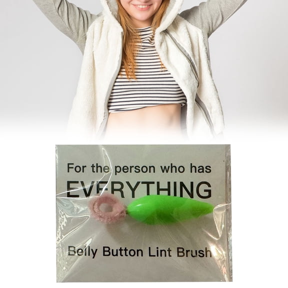 Novelty Funny Prank Gadget for Everyday Pocket Belly Button Fluff Brush for People Who Have Everything,1.97 inch,Green