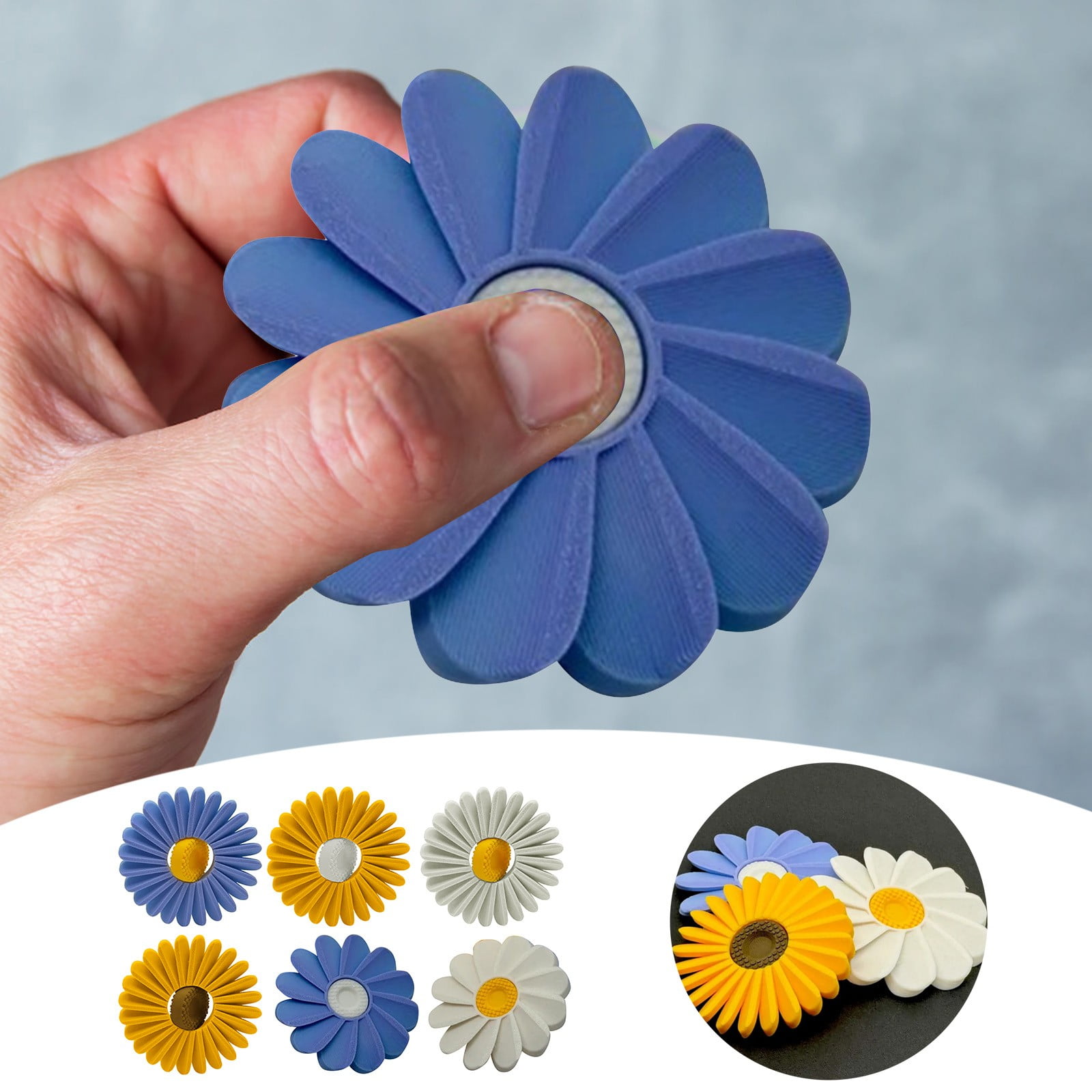 Novelty Funny Spring Hand Toy Floral Anxiety Reliever Smooth Rotation ...