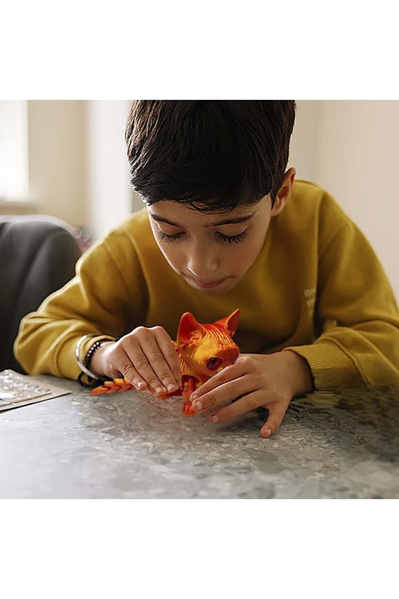 Novelty Funny Toy 3D Printable Movable Hairless Cat Figurine Animal Ornament for Desktop Playful Boys Girls Toys