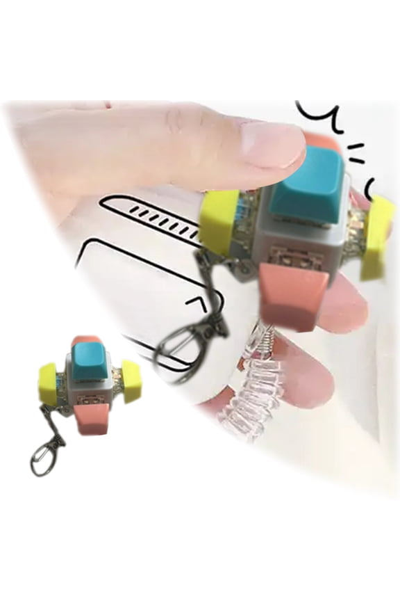 Novelty Funny Toy 6 Key 3D Adult Keyboard Clicker Portable Mechanical Keyboard Keychain Decompression Toy for Stress and,2.17x2.17 inch,Sky Blue