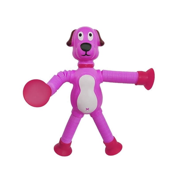 Novelty Funny Toy - Dog Stretch Tube Toy Puzzle for Unique Stress with Cartoon Suction Cup Extendable Design and Glow in the Dark Versatile Shapes