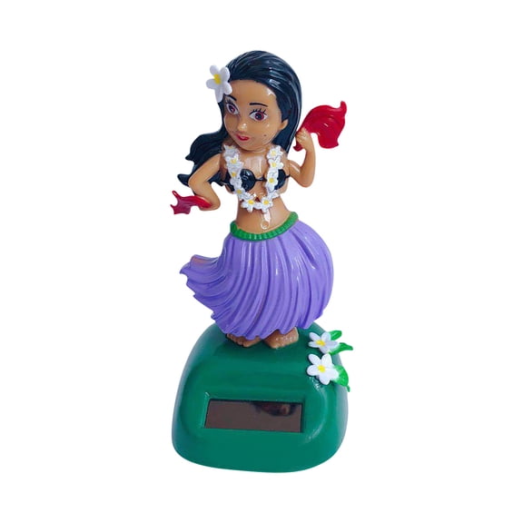 Novelty Funny Toy Solar Powered Dancer Sways Girl Shakes Her Head Doll Car Decoration Dance Figure Solar Powered Dance Statue,One Size,Purple