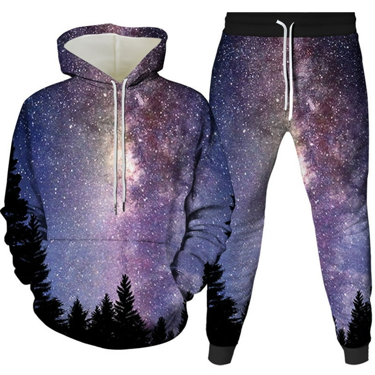 Novelty Galaxy Stars 3D Printed Men s Women s Hoodie Jogging Pants Suit Unisex Cool Universe Nebula Tracksuit Set Colorful Starry Sky Pattern Sportswear Suit Walmart