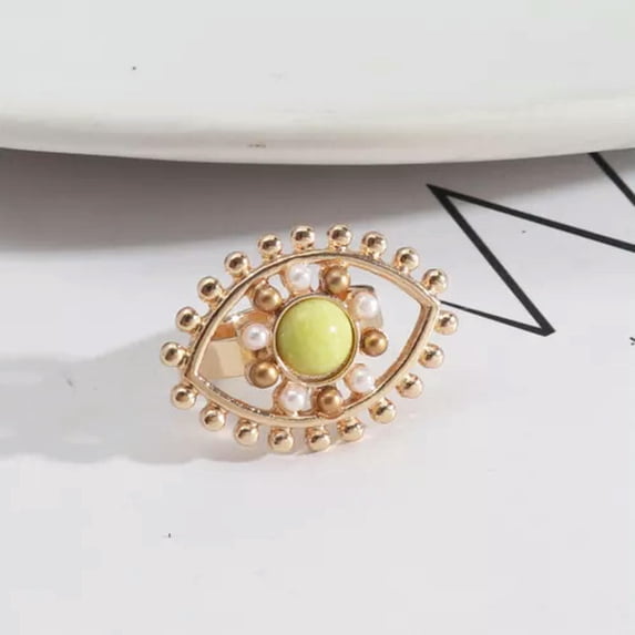 Novelty Gem Eye Ring Chic Natural Stone Ajustable Ring for Women Original Design