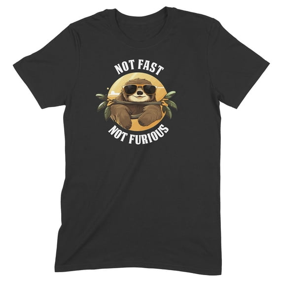 Novelty Genius "Not Fast Not Furious" Funny Sloth Shirt, Ringspun Cotton T-Shirt, Mens/Womens Fits