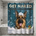 thumbnail image 1 of Novelty German Shepherd Shower Curtain - Humorous "Get Naked" Design with Bubbles, Waterproof Polyester, Funny Bath Decor for Dog Lovers, Machine Washable - 72"x72", 1 of 8