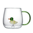 thumbnail image 1 of Novelty Glass Mug with Handle Cartoon 3D Animal Cup Coffee Milk Tea Breakfast Cute Cups Nice Gifts (Duck,400ml), 1 of 7