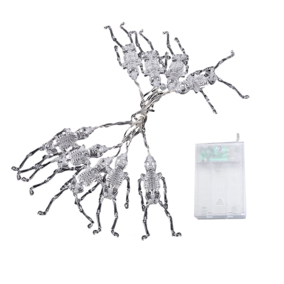 Novelty Gothic Skeleton String Lights 10 LED Battery Operated Outdoor Illumination For Yard Balcony 6.6ft