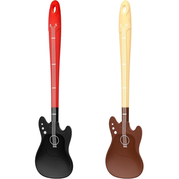Novelty Guitar Silicone Spatula for Kitchen,Music-themed Tools, Food Grade Silicone  Unique Gift for Music Lovers and Cooking Enthusiasts (Yellow-brown & Black-red)