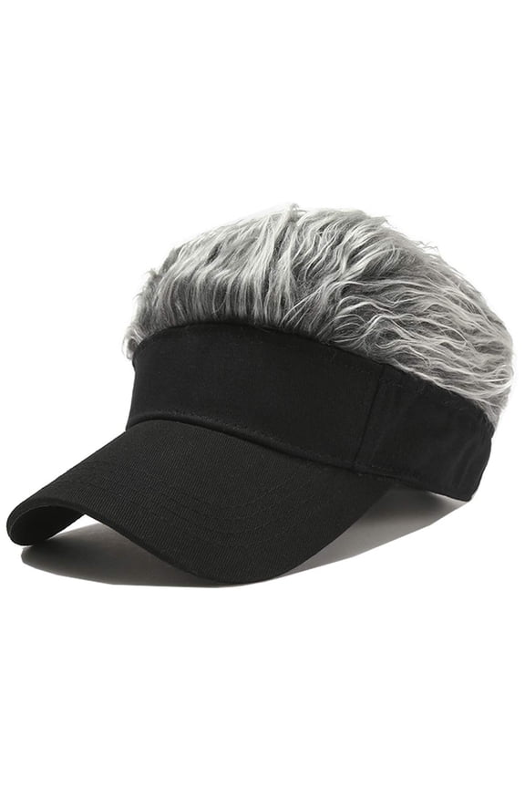 Novelty Hair Visor Sun Cap Wig Peaked Baseball Hat with Spiked Hairs