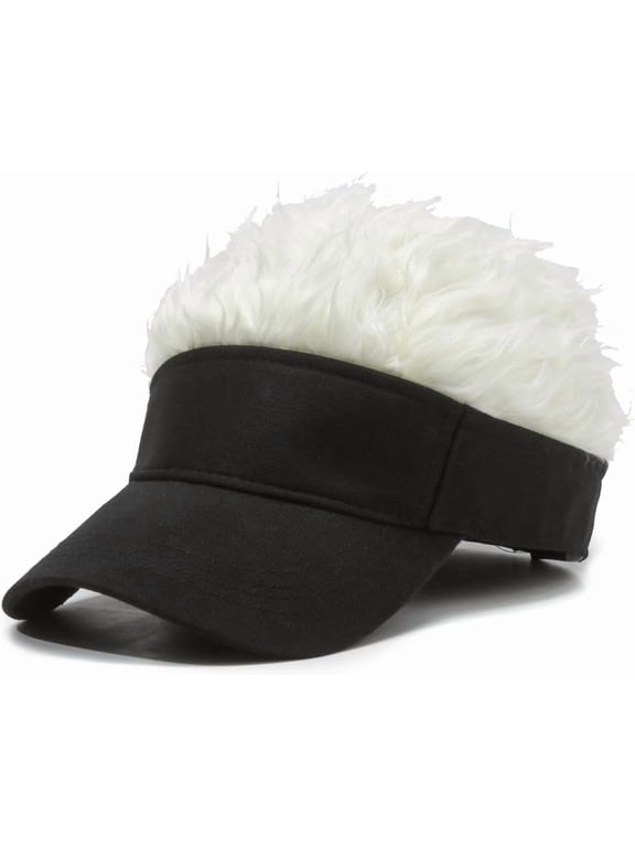 Novelty Hair Visor Sun Cap Wig Peaked Baseball Hat with Spiked Hairs