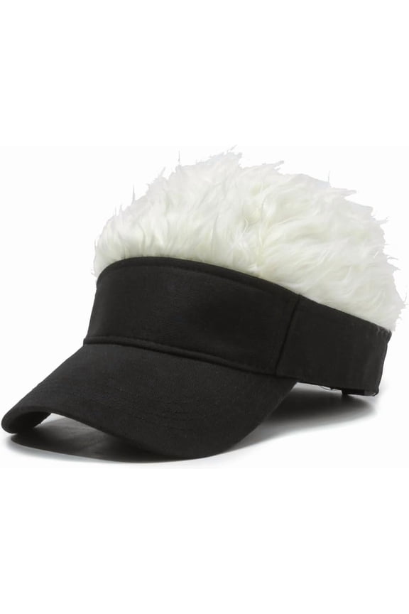Novelty Hair Visor Sun Cap Wig Peaked Baseball Hat with Spiked Hairs