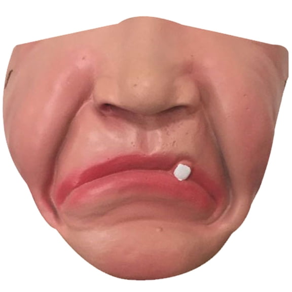 Novelty Half Face Halloween Mask Funny One Tooth Design Latex Accessory for Masquerade Party Halloween Photo Booth Props Halloween for Dogs and Adults 1 Pack
