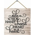 thumbnail image 1 of Novelty Home Wall Decor Signs Side By Side Hand In Hand Heart To Heart Gift For Home Living Dining Bedroom Entryway Hallway 8x12 Inch, 1 of 4