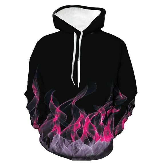 Novelty Hoodies for Men 3D Colorful Flame Printed Hooded Sweatshirts Oversized Long Sleeve Hoodie Pullover Drawstring Tops with Pockets
