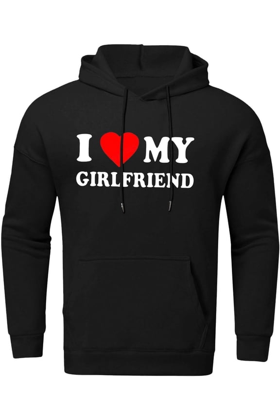 Novelty 'I Love My Girlfriend' Unisex Oversized Long Sleeve Hoodie - Valentine's Day Gift