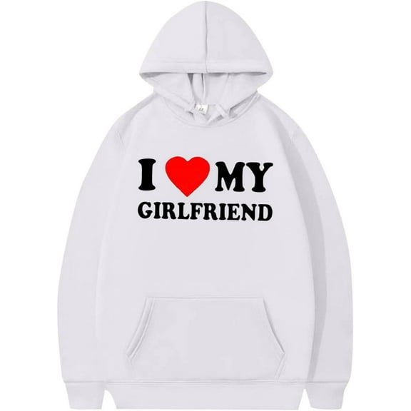 Novelty 'I Love My Girlfriend' Unisex Oversized Long Sleeve Hoodie - Valentine's Day Gift