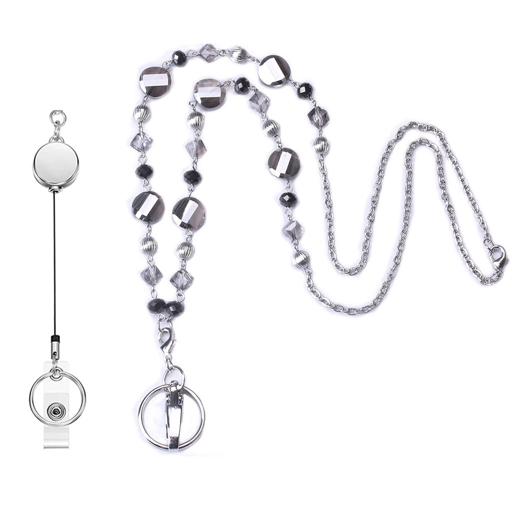 Novelty ID Badge Holder Necklace Leaves Retractable Badge Reel Lanyard ...