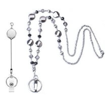 Novelty ID Badge Holder Necklace Leaves Retractable Badge Reel Lanyard with ID Card Holder Fashion Beaded Chain Gifts