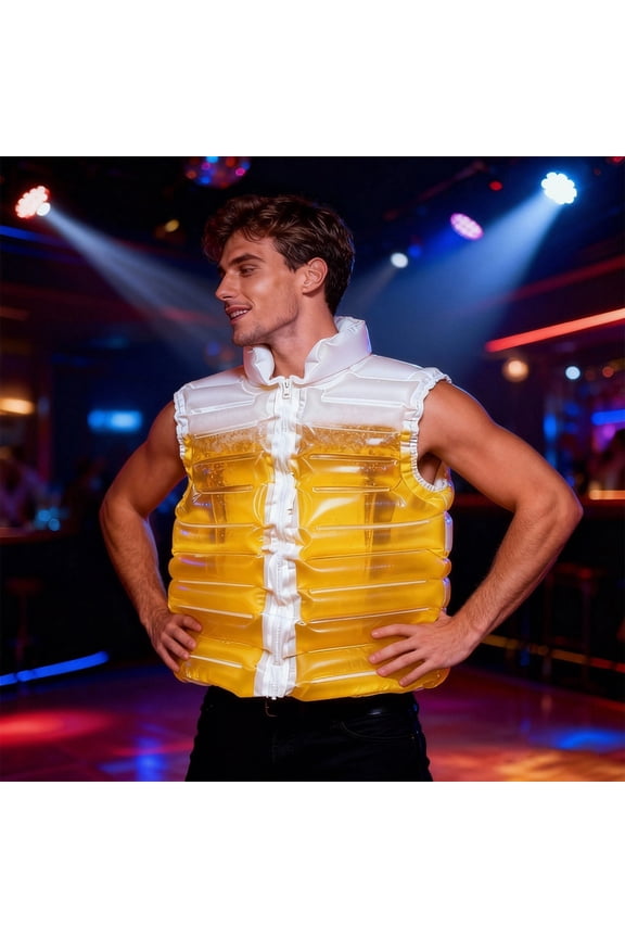 Novelty Inflatable Drink Vest with Zipper Front Liquid Storage Jacket for Party Games and Festive Events 23.6 Inch