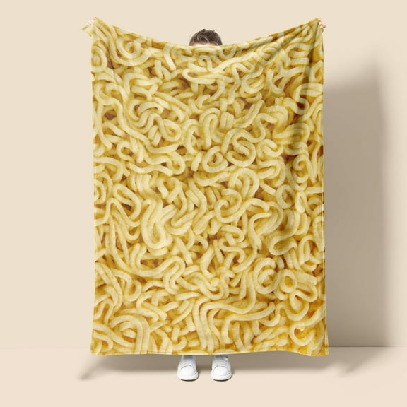 Novelty Instant Noodles Blanket, Funny Realistic Food Throw Blankets Ramen Texture Print Flannel Fleece Blanket for Bedroom Living Rooms Sofa Couch Beds Office Lap 50"x40"