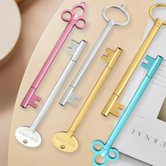 Novelty Key Pens Office Supplies Metal Ballpoint Pen Classic Key Shape Writing Stationery for Students and Teachers