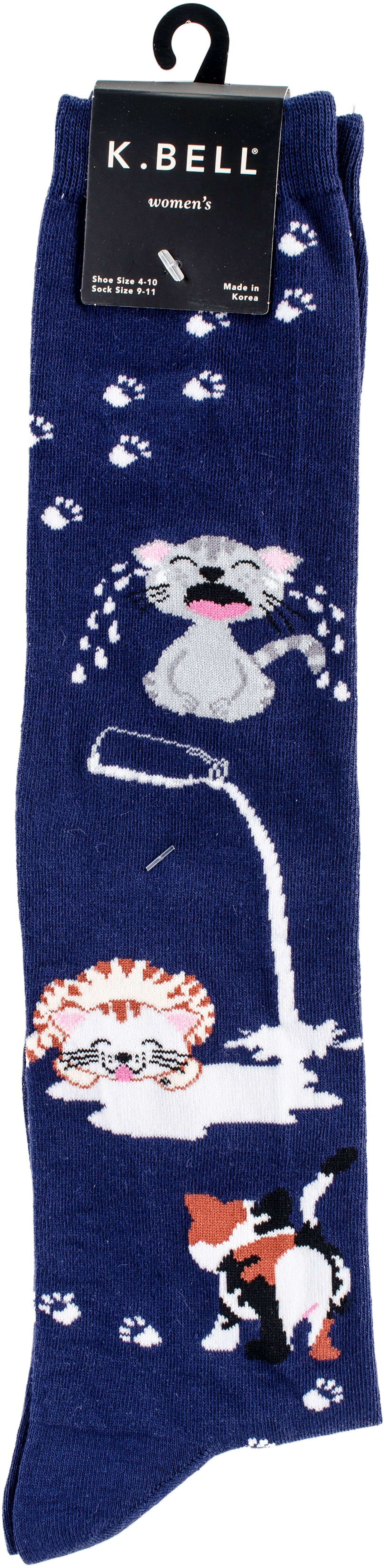 Novelty Knee High Socks Cat Spilled Milk