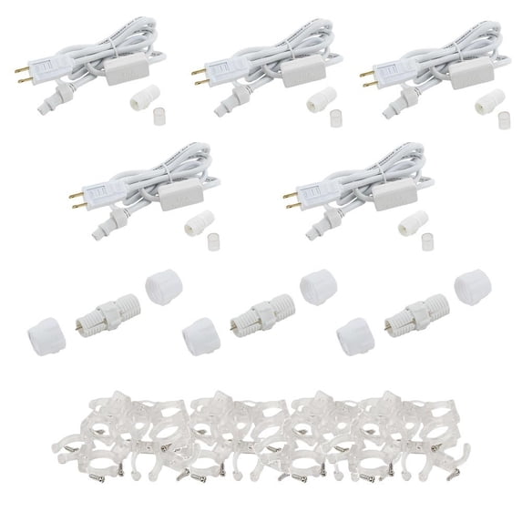 Novelty Lights 1/2" LED Rope Light Accessory Pack, 5 Connector Cord Kits, 3 Splices, and 100 Clips