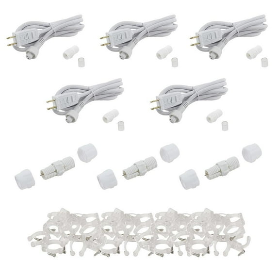Novelty Lights 1/2" Rope Light Accessory Pack, 5 Connector Cord Kits, 3 Splices, and 100 Clips