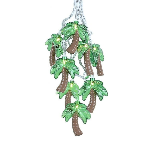 Novelty Lights 10 Light Tropical Palm Tree Light Set, White Wire, 9.5' Long