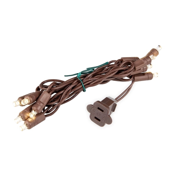 Novelty Lights 10 Light Warm White LED Christmas Craft Mini Light Set Connectable (Brown Wire, 5 Feet)