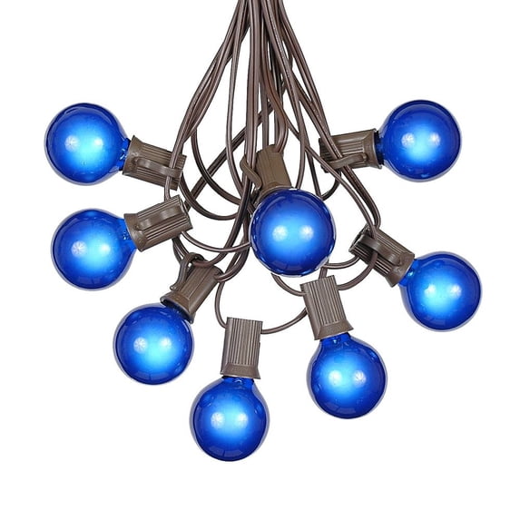 Novelty Lights 100 Feet Blue G40 Globe Outdoor Patio String Lights, Brown Wire