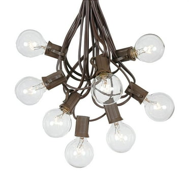 Novelty Lights 100 Feet Clear G40 Globe Outdoor Patio String Lights, Brown Wire